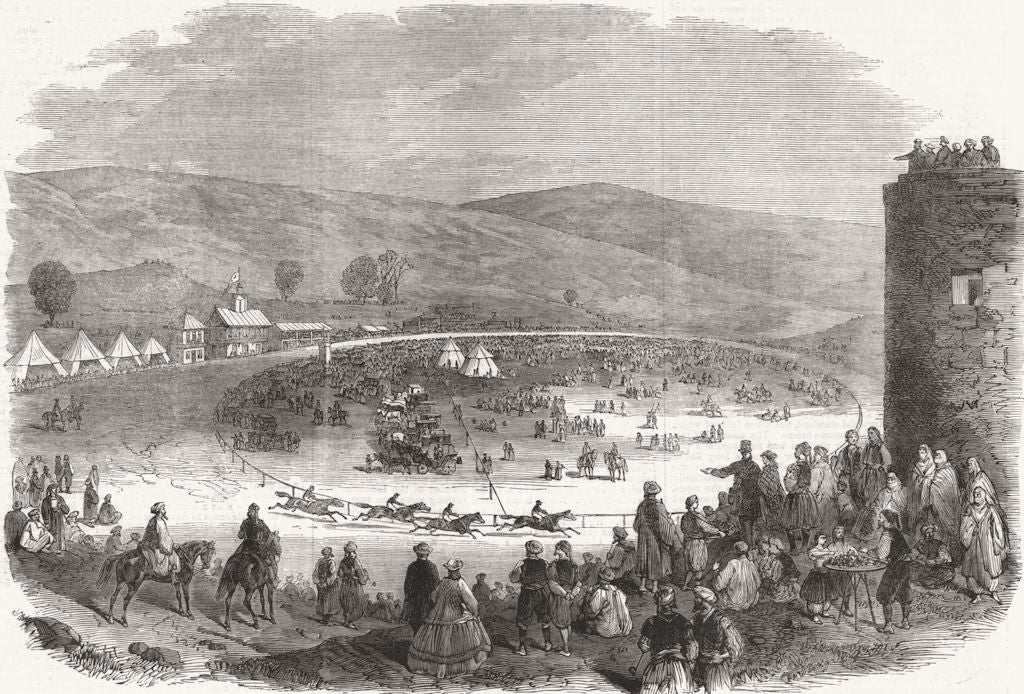 TURKEY. Horses races, Istanbul, Djendereh-Boghaz 1863 old antique print